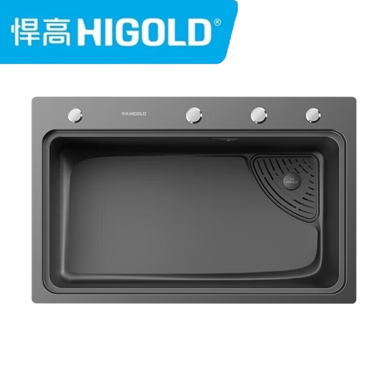 Higold kitchen sink 75*48 large single tank 304 stainless steel nano multi-functional sink Raindance waterfall handmade tank 750*480 matte black (bare tank)