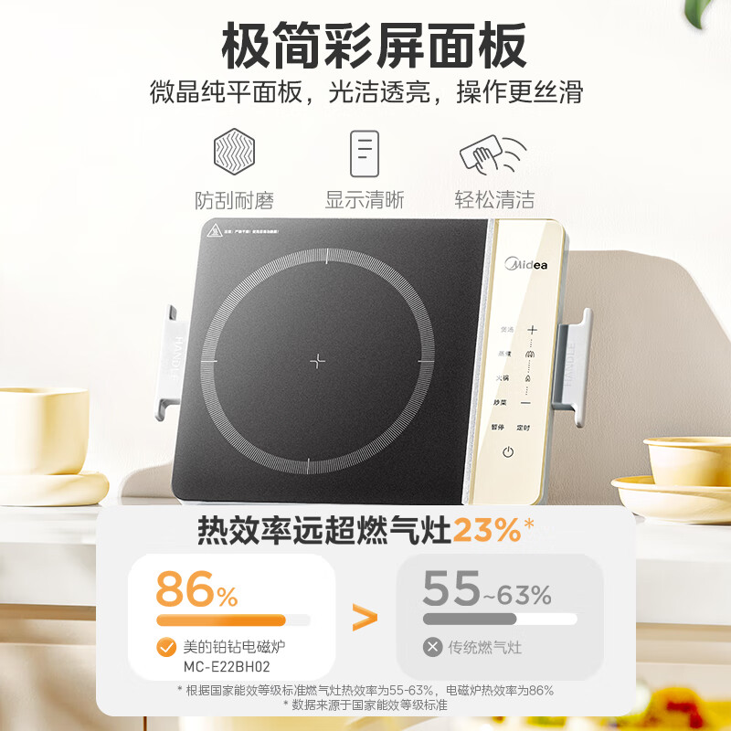 Midea household induction cooker, ultra-fierce and high-power induction cooker stove, cooking battery stove new ultra-thin large panel MC-E22BH02