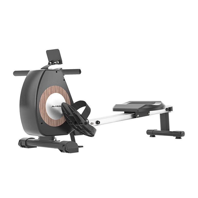 Super fat-burning rowing machine, household intelligent magnetic resistance fitness equipment, comprehensive sports training device, small rowing machine, fat-burning black professional model/load capacity 300 catties/double slide rails, foldable and does not take up space丨Magnetic control丨Slide rails