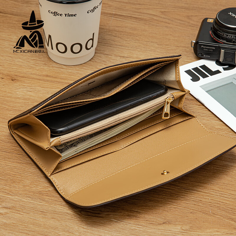 Scarecrow long wallet mobile phone bag dual-purpose women's card holder two-in-one wallet women's wallet holding mobile phone Valentine's Day gift 34947-6F Brown