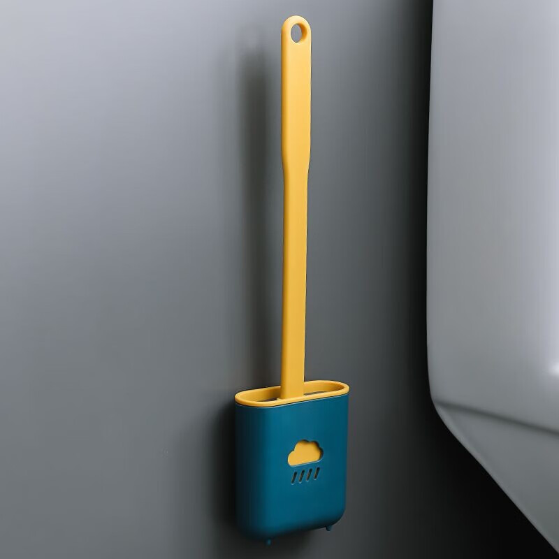 Shimeijie bathroom toilet brush set soft bristle toilet brush with base toilet brush long handle cleaning brush silicone style - white with base (can be hung or standing)