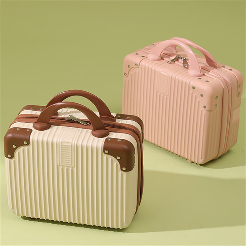 AODAISI retro portable cosmetic case 14 inches 16 inches suitcase female souvenir light suitcase boarding travel box yellow 14 inches can be hung on the trolley suitcase without password lock