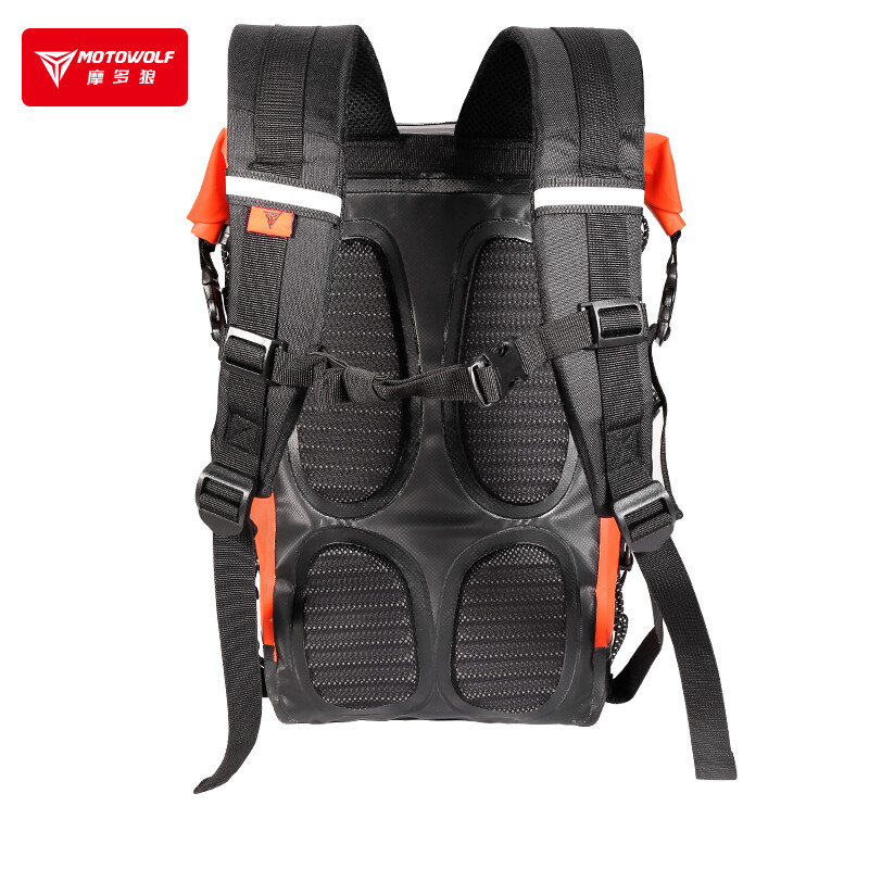 MOTOWOLF motorcycle waterproof backpack helmet bag full helmet motorcycle riding motorcycle rainproof large capacity rider bag orange