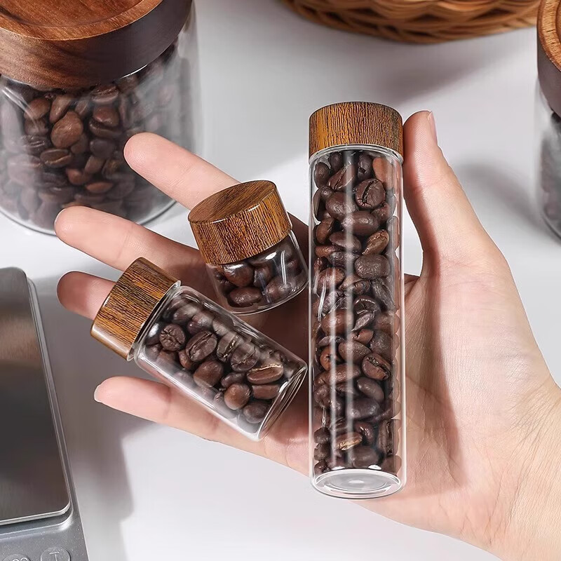 Mini tea jar glass sealed jar portable storage jar food grade coffee powder bean repackaging jar storage moisture-proof coffee bean sealed jar 20ML