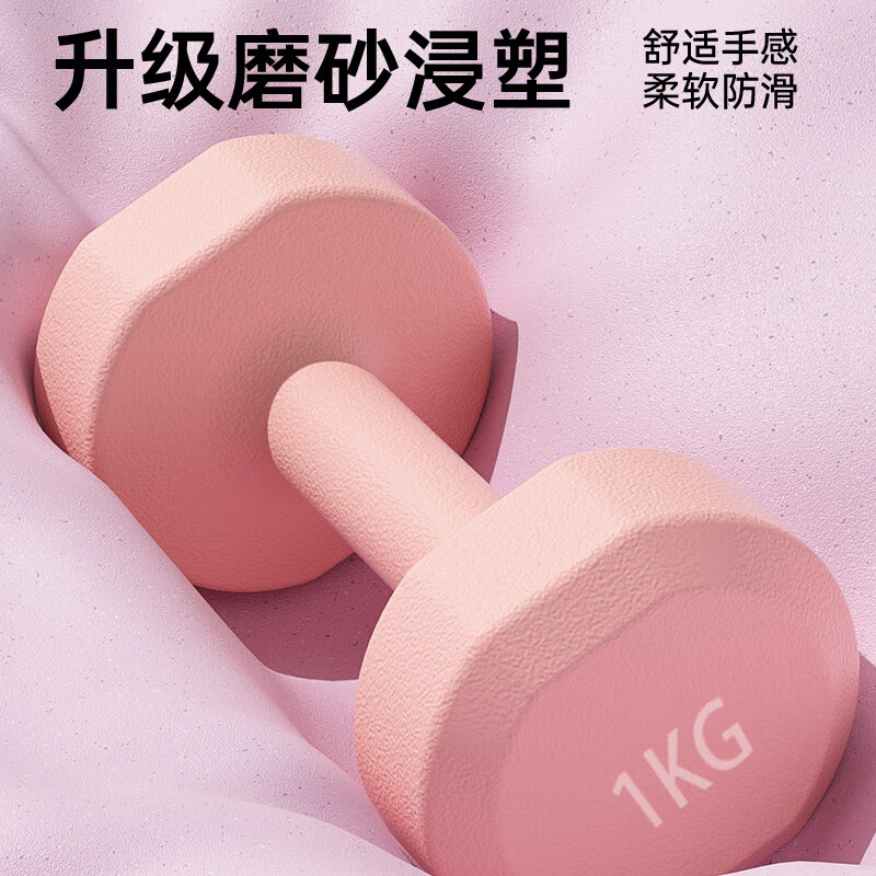 Schneider plastic-impregnated cast iron dumbbells for women, small dumbbells, home sports and fitness equipment, dormitory solid, non-slip, mini, pink pair 2KG*2
