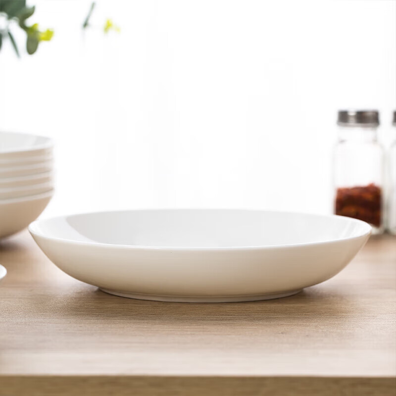 Tao Xianghui ceramic pure white plate underglaze color household deep plate 8-inch 4-pack rice plate dinner plate microwave white porcelain dish plate