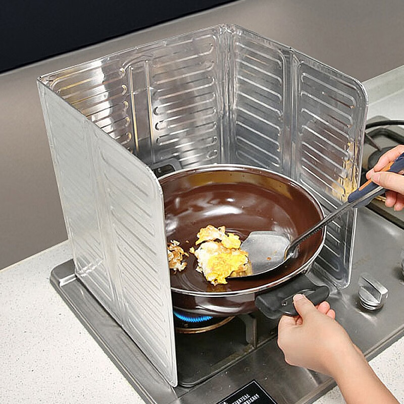 Home Story (KATEI STORY) Japanese kitchen oil baffle for cooking, splash-proof, insulated gas stove, high temperature resistant, aluminum foil oil barrier, protective, foldable, single burner