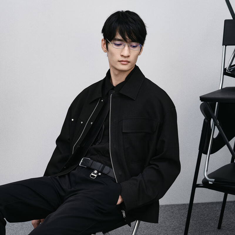 GXG Men's Shopping Mall Same Style Two-Color Lapel Jacket Black 175/L