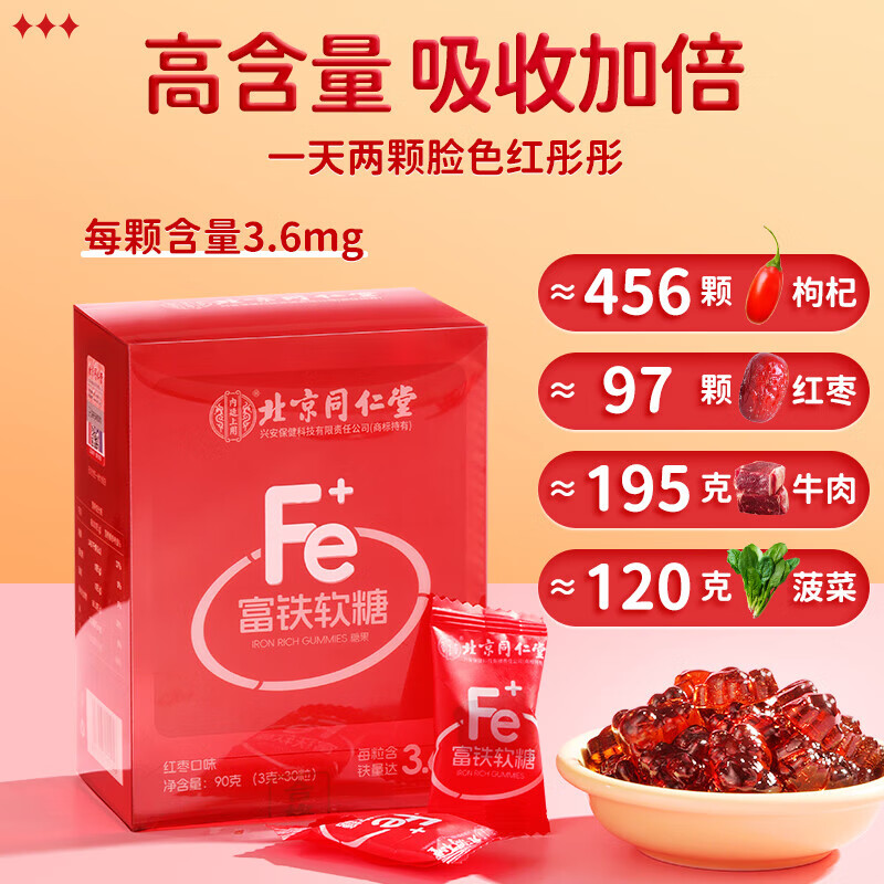 Tong Ren Tang Iron-Rich Gummies Heme Iron Vitamin C Pregnant Women 30 capsules of qi and blood iron supplements for pregnant women