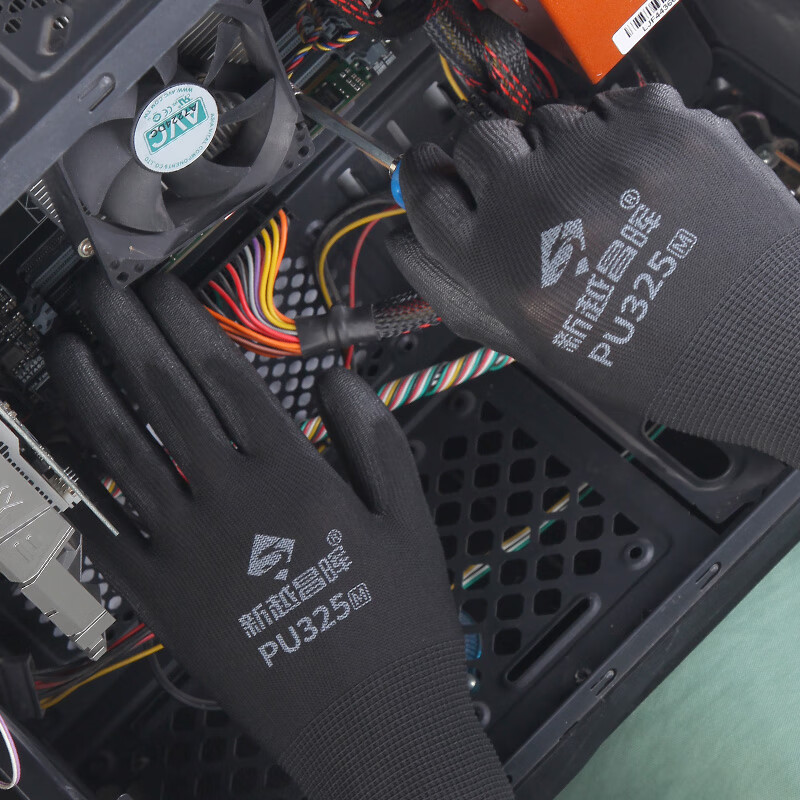 Xinyue Changhui PU nylon palm-coated labor protection gloves 12 pairs/one size wear-resistant coating anti-slip construction site work XY-S2231 black