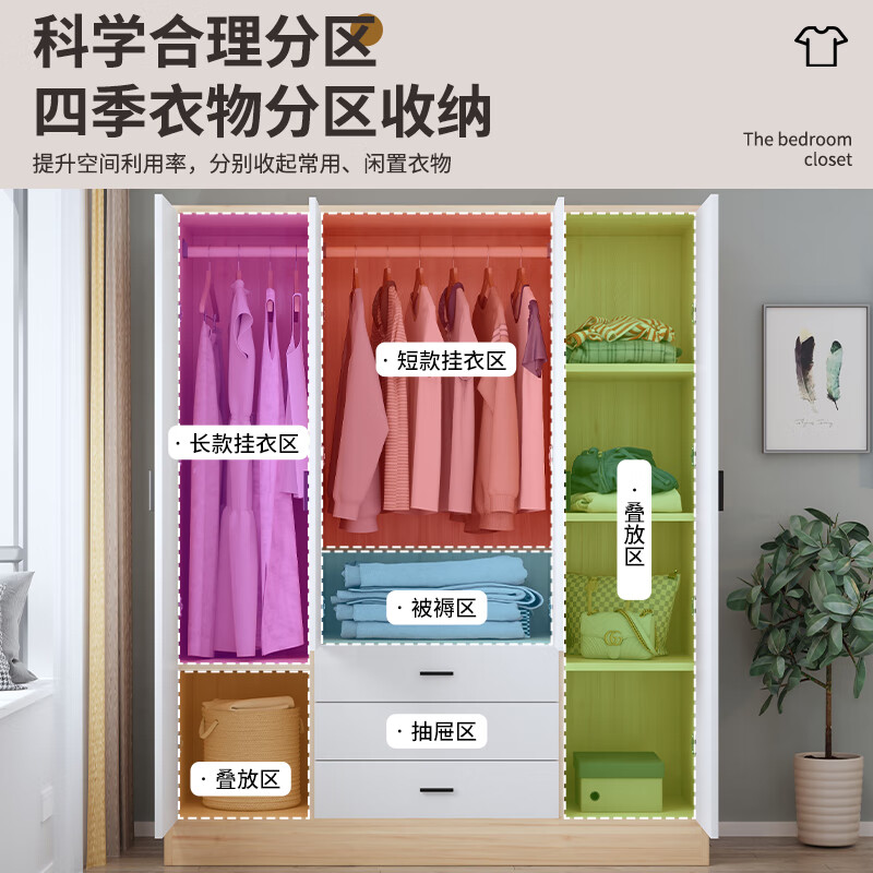 Yibaolin Wardrobe Home Bedroom Flip Door Simple Wardrobe Rental Room Modern Simple Wardrobe Storage Storage Cabinet Large Wardrobe Log Style 80cm Two Doors Delivered to Your Door