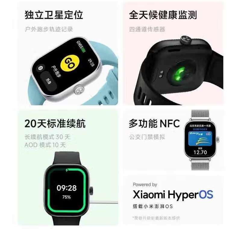 Xiaomi Redmi Watch 4 Blood Oxygen Saturation Heart Rate Detection Smart Watch Bluetooth Call NFC Offline Payment Redmi 4 Silver Snow White Back Engraving Original Box