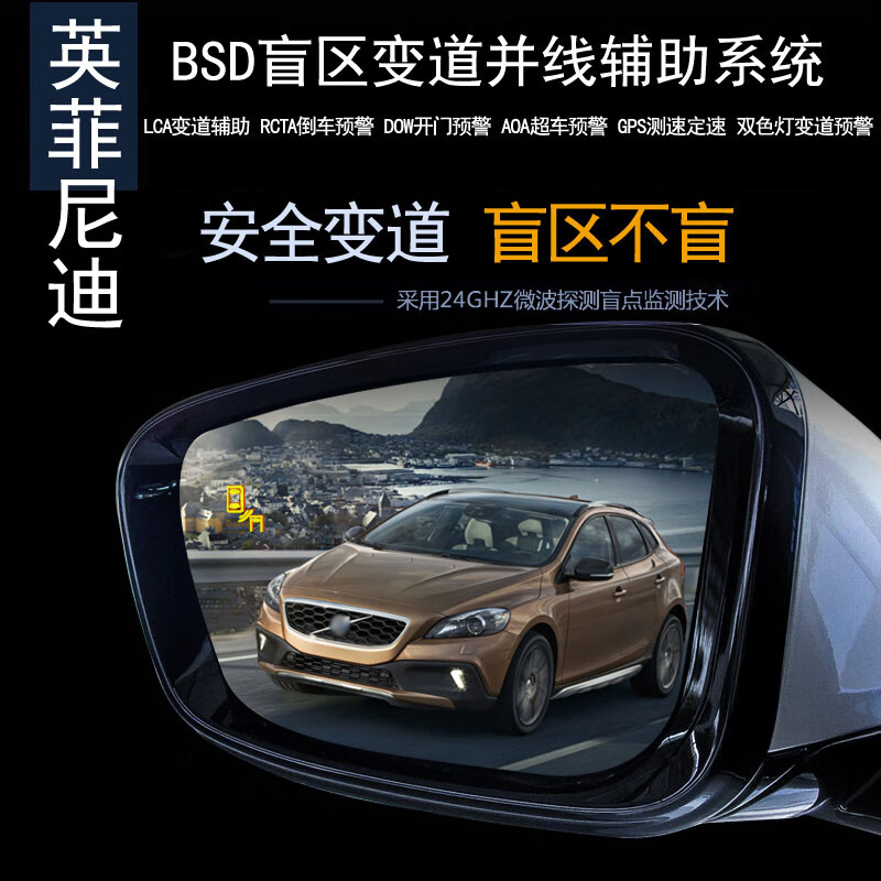 Car E Pavilion Infiniti Q50LQ60Q70LQX60QX30QX80BSD blind spot monitoring lane change and lane auxiliary radar universal upgraded version without lens test 40M package installation