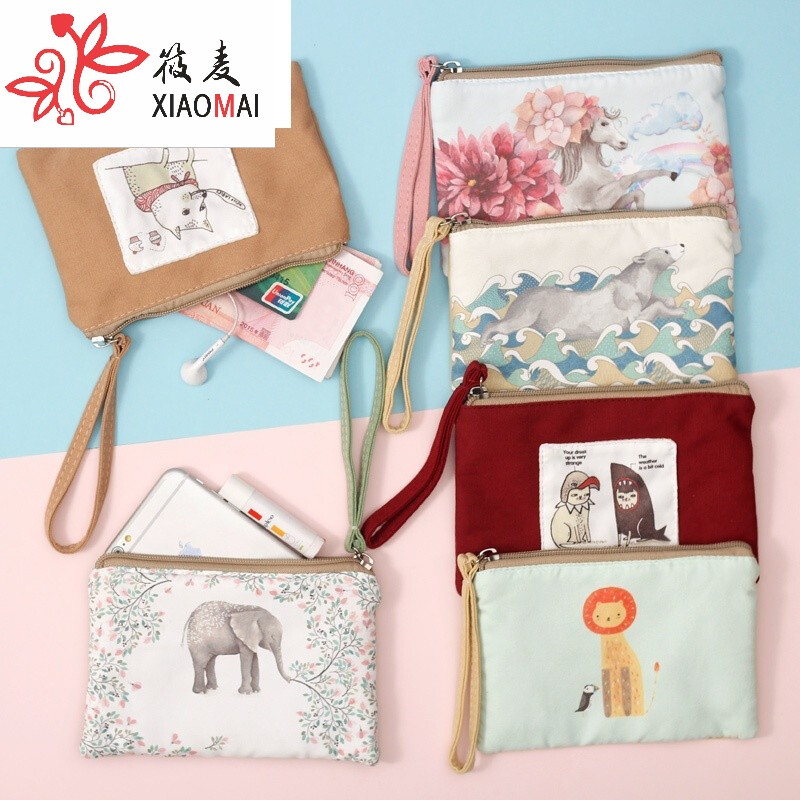 Mobile Coin Purse Women's Clutch Fabric Wallet Retro Literature Forest Small Clutch Cotton Linen Canvas Long Small Bag Lq Color Light Summer