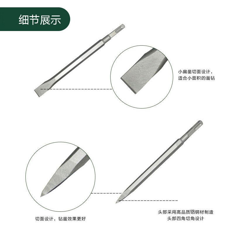 Raymond 14mm sharp chisel flat chisel drill bit set square handle electric hammer electric pick chisel head wall concrete drilling removal slotting