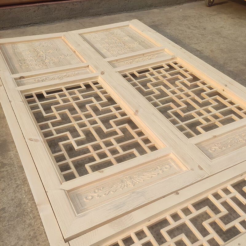 Dongyang wood carving antique doors and windows hollow flower grilles ancient building solid wood old-fashioned wooden doors sliding doors Chinese flower window partitions customized products contact customer service