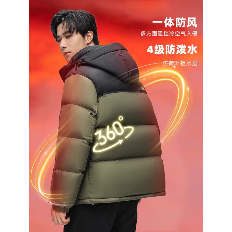YAYA (YAYA) 255g down jacket men's short 2025 winter new hooded bread coat thickened warm jacket black XL 232g down jacket