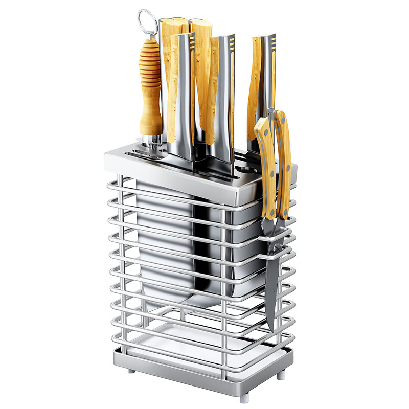 Shuaishi kitchen stainless steel knife holder kitchen knife storage rack chopsticks and spoon utensil storage rack knife holder countertop drain rack
