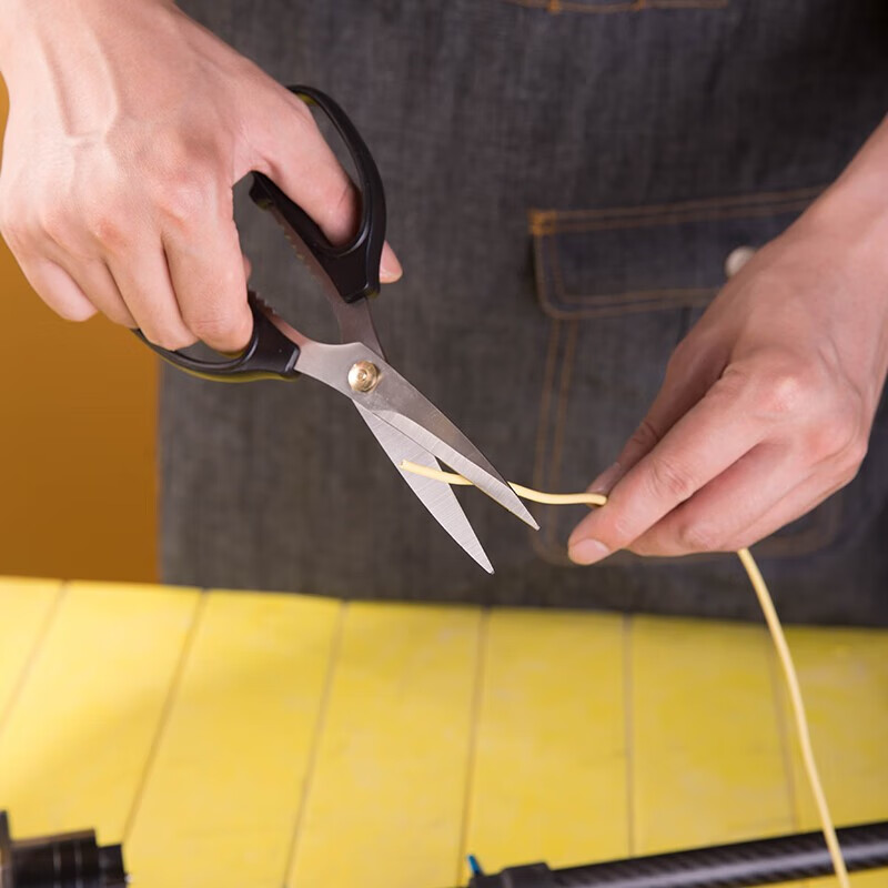 Deli scissors, household stainless steel scissors, civilian tailoring kitchen, strong size scissors, industrial office handmade paper cutting, strong model-200mm-ABS handle