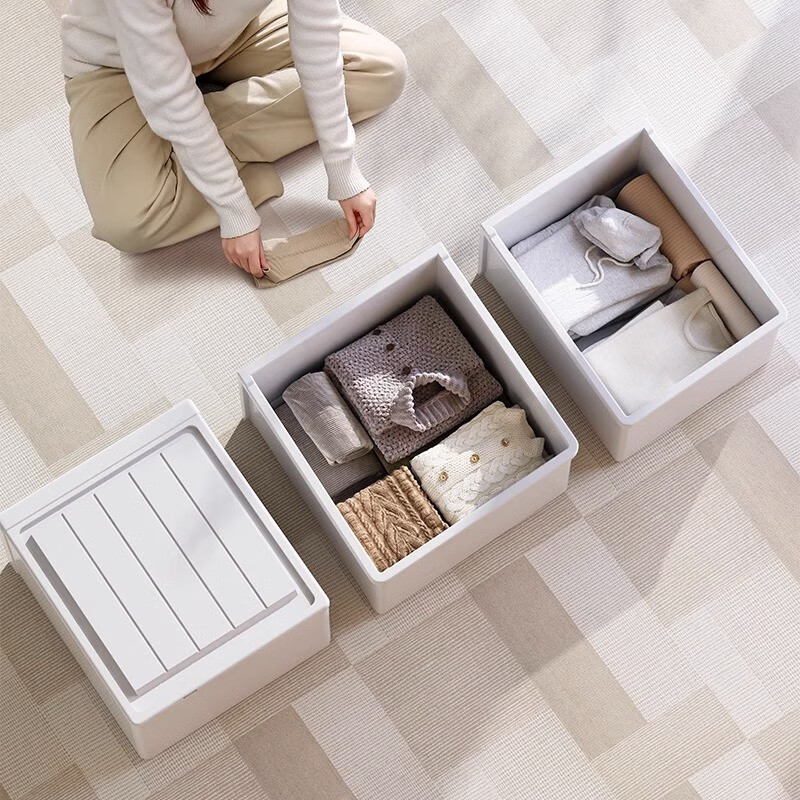 Naming drawer-type storage box large transparent storage box household clothes storage cabinet storage box wardrobe organizing box 23L white model 42*32.6*17cm