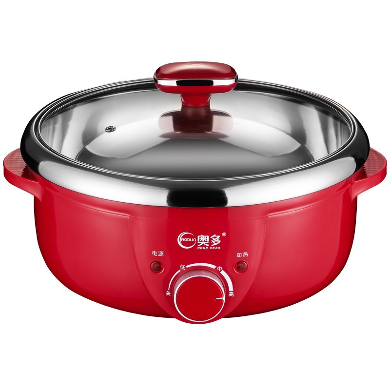 Midelei electric hot pot household electric cooking pot multi-purpose pot split hot pot pot stainless steel electric pot electric pot 130 0cm 1300w3l Chinese red recommended for 3-4 people