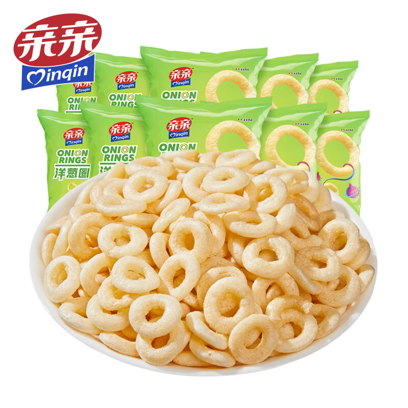 Qingqin Puffed Snacks Onion Rings Snack Food Gift Pack 7g*10 Pack Portable Snacks