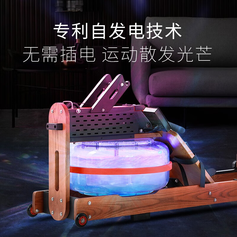 Wakagym self-generating atmosphere light rowing machine household water resistance intelligent APP imported solid wood double-track rowing machine ash self-generating atmosphere light WK-20
