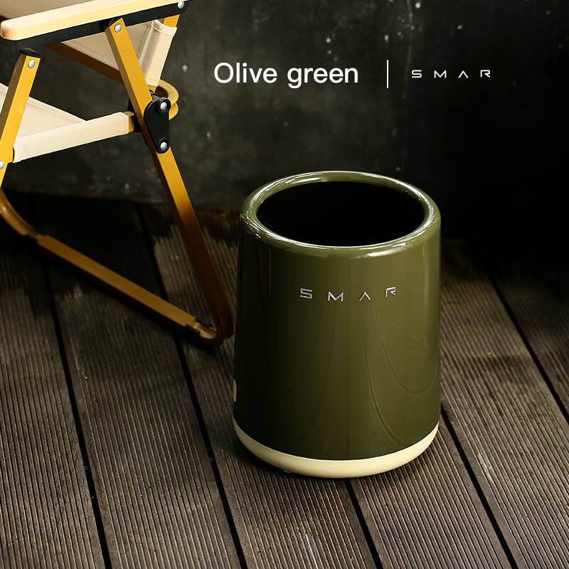 Lazy space simple retro trash can household large capacity open living room bedroom trash can paper basket bathroom trash can retro bucket cream color