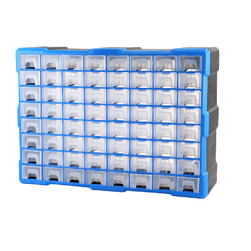 Wenstan 64-grid storage box, divided tool box, building block parts box, wall-mounted drawer-type parts box, blue 520*160*375 WW-126