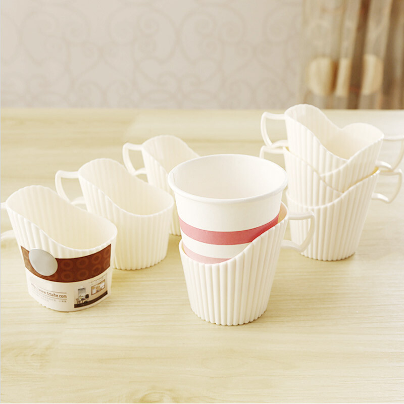 Fully suitable disposable paper cup holder, office saucer, cup holder, boiling water insulation cover, paper cup box, plastic cup cover, gray 12 pack