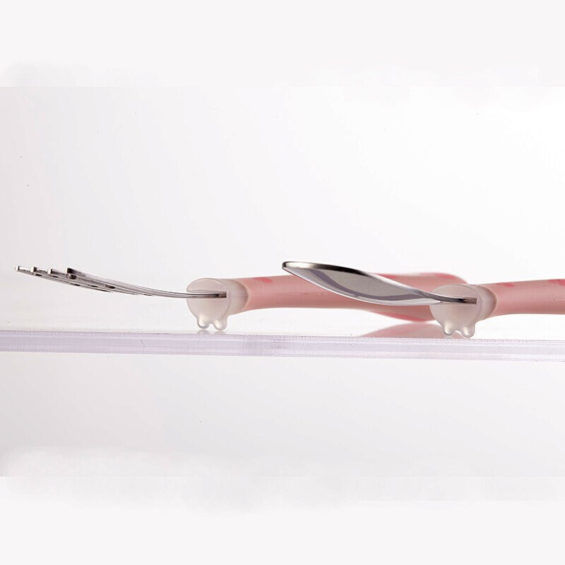 Disney children's tableware (three-piece set) infant and toddler 316 stainless steel thermal insulation tableware set baby food bowl suction cup bowl Minnie pink