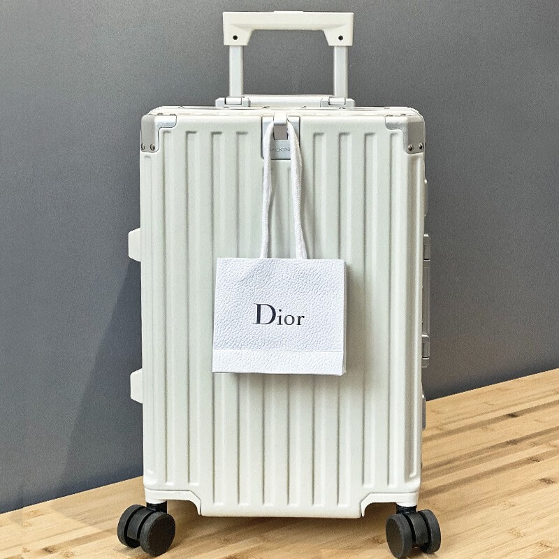 Travel Gao Yan Aluminum Frame Trolley Case Large Capacity Suitcase Women's Suitcase Student Leather Case Men's Durable and Strong Boarding Case Pearl White 20 Inch (Standard Boarding Case)