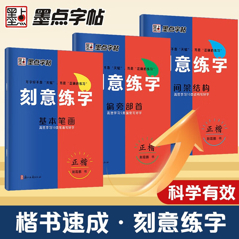 Free shipping, ink dot copybook, deliberate calligraphy practice, deliberate practice on how to go from entry to excellence, Jing Xiaopeng regular script hard-pen copybook, basic exercises for beginners (3 books)