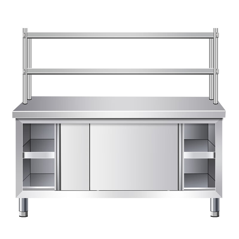 Lisen stainless steel workbench with kitchen operation table storage cabinet vegetable cutting table commercial countertop chopping board cabinet baking assembled model length 180 width 80 height 80cm single channel +