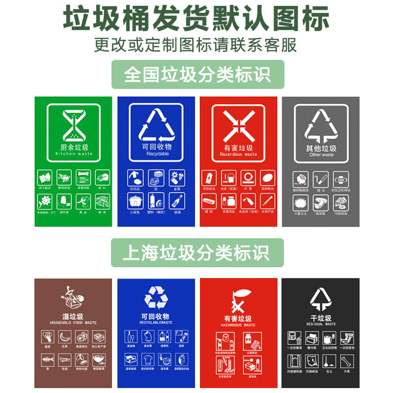 Trash can classification outdoor large sanitation capacity commercial 240 liter property outdoor community kitchen waste special 240 liter trailer thickened red hazardous waste