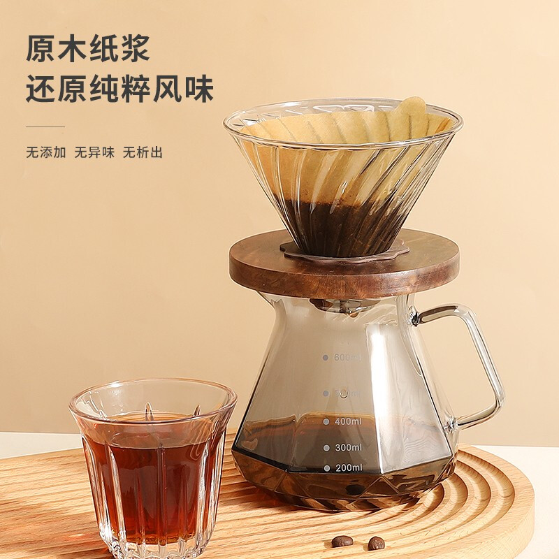 Mongdio Coffee Filter Drip Americano V60 Hand-brewed Coffee Filter V-shaped 2-4 servings original color 100 pieces (7 warehouse delivery)