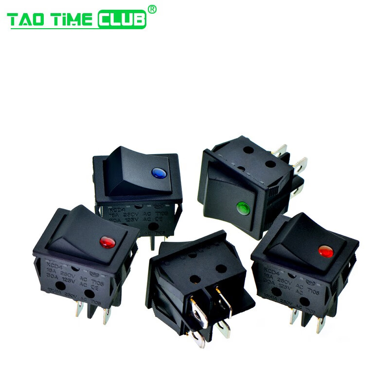 KCD4 boat switch boat switch rocker power button 4 6-pin red light green light 31x25mm16A250V 6-pin 3-speed red light (1 piece)