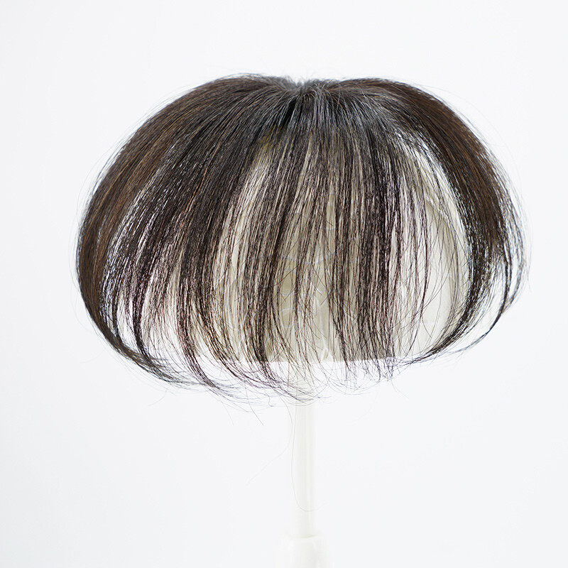 Hengfa wig piece for women's top hair replacement piece for short hair, sparse top of the head to cover white hair, mini real hair replacement piece, light and thin, large hair volume, ordinary top 5*5, natural color 15cm