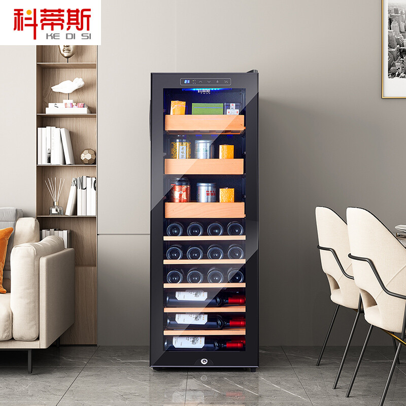 Curtis Compressor Constant Temperature Wine Cabinet Tea Cabinet Integrated Wine Cabinet Constant Temperature Wine Cabinet Home Living Room Small Ice Constant Temperature Grape Wine Box Ice Tea Cabinet Bar Size Optional Beech Wood Rack + Red Wine Tea Style With Lock + 1.26 Meters High