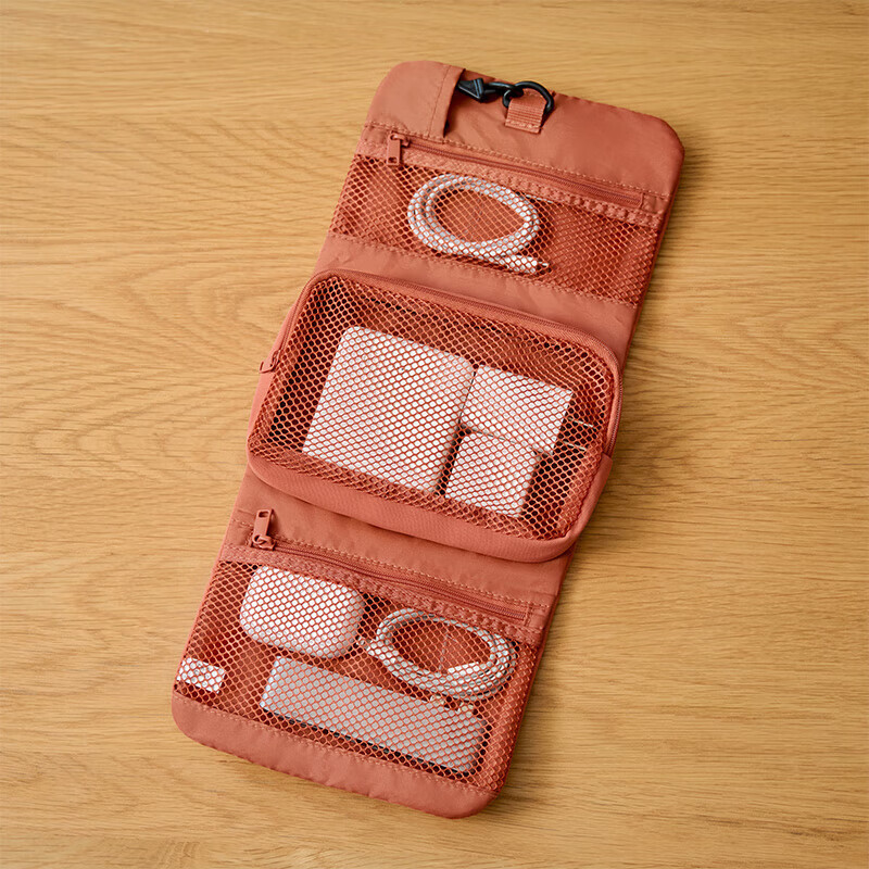 MUJI polyester fiber hanging storage bag with small bag orange