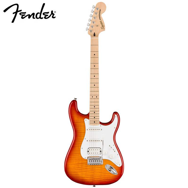 FENDER Fender electric guitar SQ Affinity series ST-type flame pattern single and double maple fingerboard ocher gradient