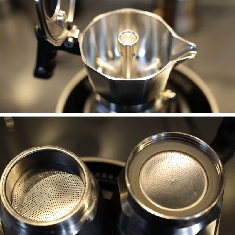 COLBRO Cobro Stainless Steel Double Three Valve Moka Pot Brews Extra Strong Coffee Home Italian Espresso Machine Household Silver 316 Stainless Steel Three Valve Two Cups 7070ml