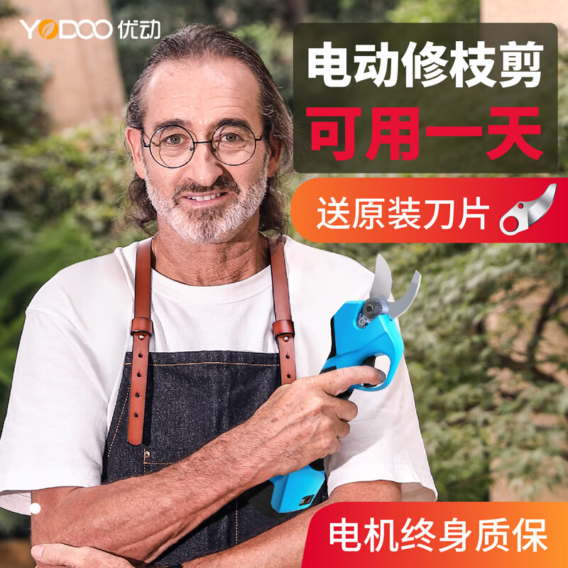 Youdong Electric Scissors Fruit Tree Rechargeable Pruning Branches Lithium Battery Gardening Scissors Pruning Tree Scissors Pruning Artifact Integrated 4:00CM Electric Display Model One Power and One Charge Free