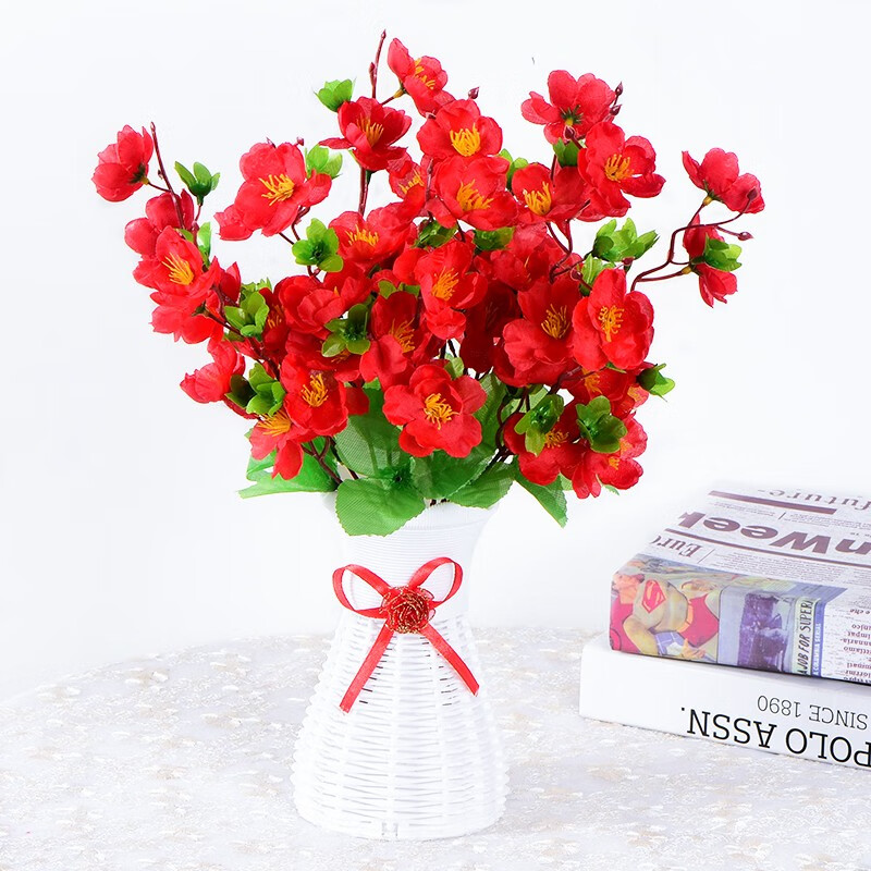 Green Show Decorative Artificial Flowers Indoor Home Furnishings Dining Table Coffee Table Ornaments Living Room Plastic Flower Bouquet Small Potted Little Lover Rose Powder 3 Bunches + Bottle