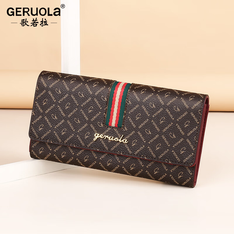 Gorola 2025 New Wallet Women's Long Fashion Printed Clutch European and American Style Ladies' Wallet Clutch Bag Multiple Card Slots Beige