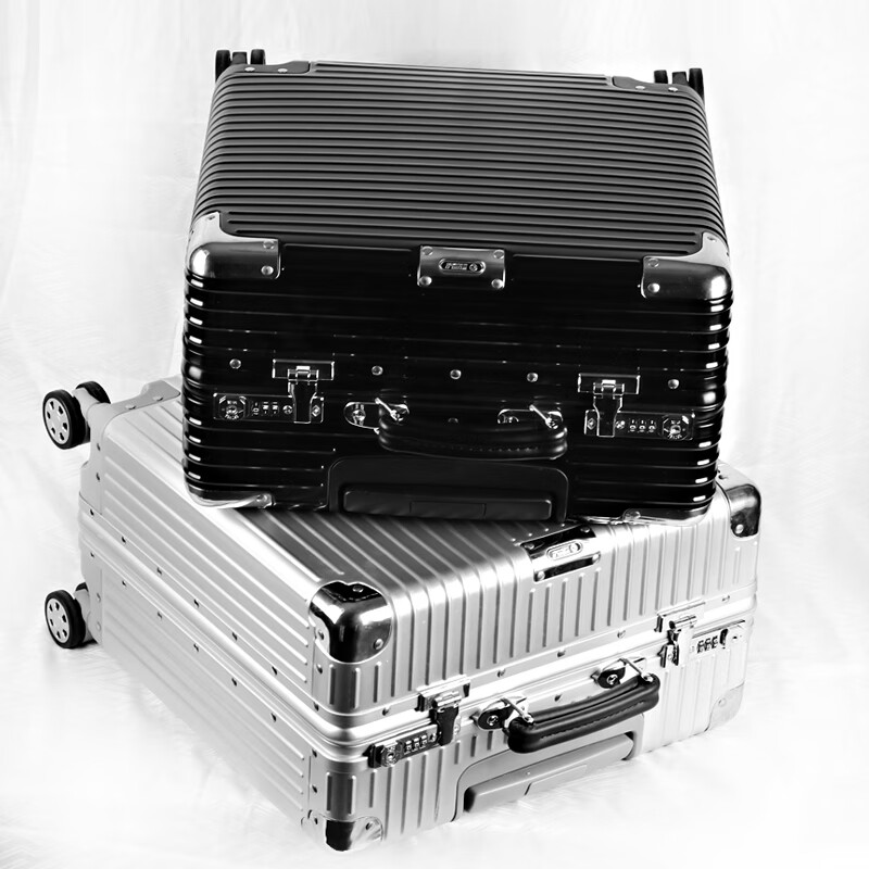 World Geographic pilot stewardess boarding case aluminum magnesium alloy suitcase aluminum frame 18-inch suitcase men's computer password box luxury silver (vertical grain aluminum-magnesium alloy) 18 inches - boarding available