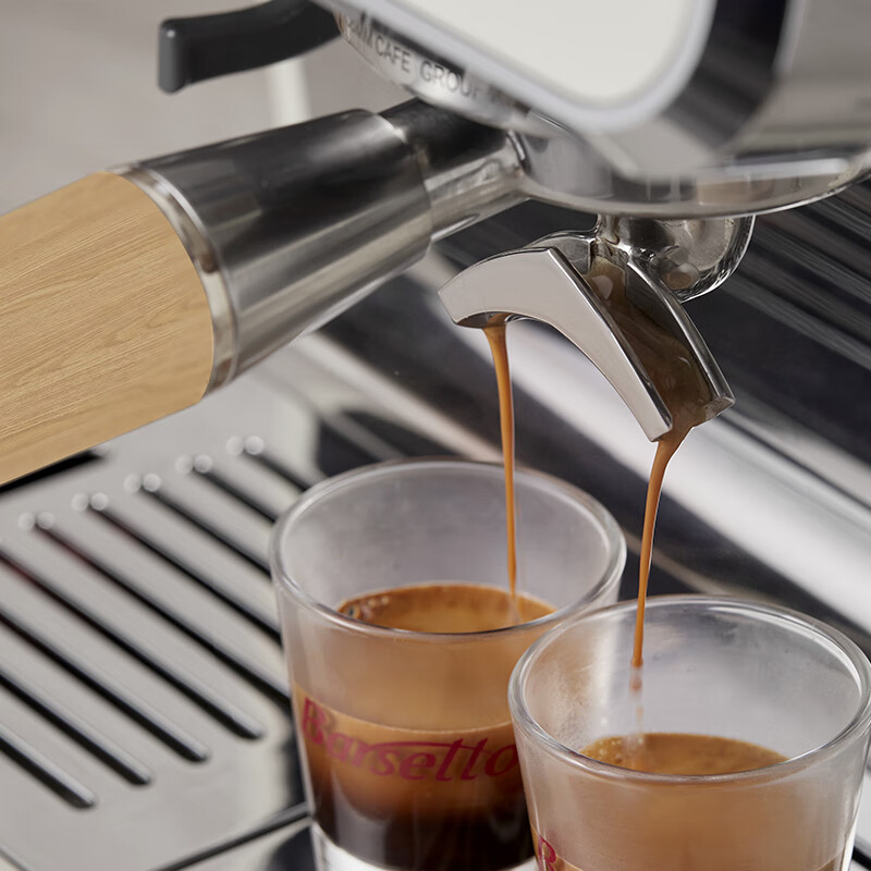 Barsetto/Yumtu 58mm professional horn handle stainless steel solid wood grip coffee machine accessories horn handle (walnut)