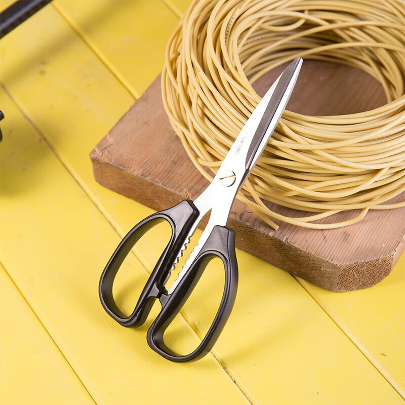 Deli scissors, household stainless steel scissors, civilian tailoring kitchen, strong size scissors, industrial office handmade paper cutting, strong model-200mm-ABS handle