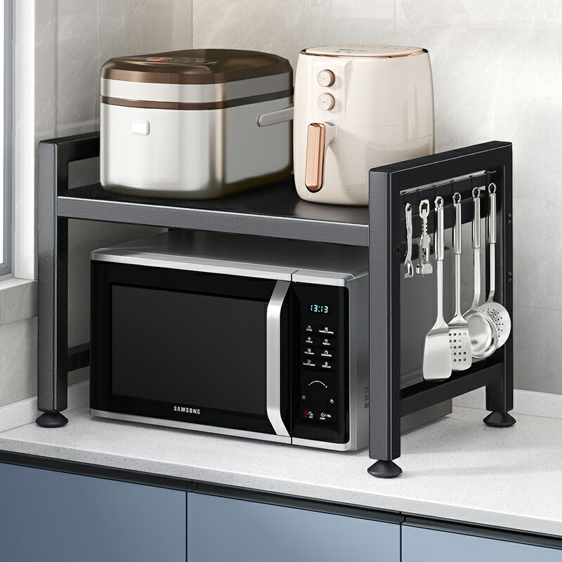 Best Helper Kitchen Storage Rack Microwave Oven Rack Retractable Double Layer Thickened Oven Rack Kitchen Storage Rack