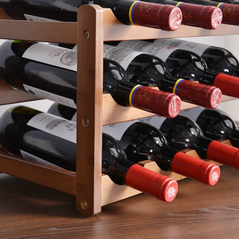 Senzhiyun wine rack grid red wine rack ornaments wine rack red wine grid small solid wood wine rack display rack household floor rack two-story 6-bottle wine rack